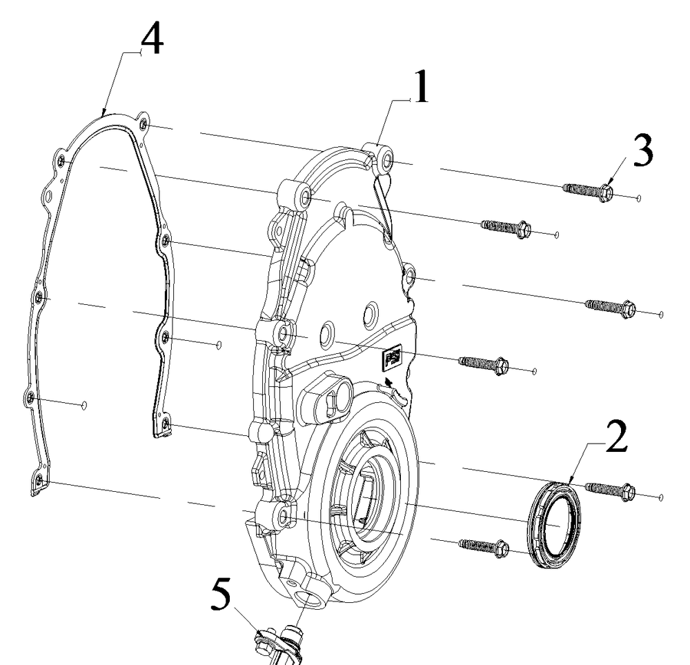 Engine Group - Front Cover Diagram and Parts List for 076355-03  Briggs and Stratton Generator